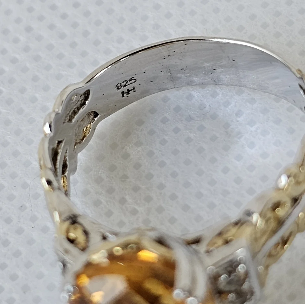 Natural Citrine Gems En Vogue Ring Palladium Sterling Silver 24k Gold - Picture 7 of 10
